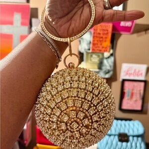 NWOT Elegant Gold Rhinstoned Women's Handbag